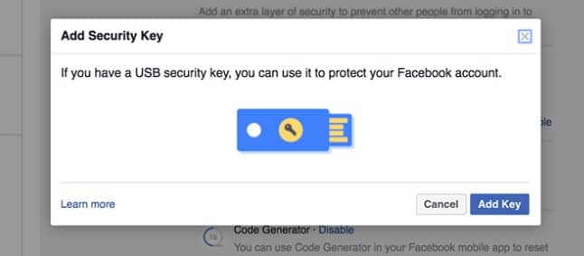 Facebook Security Key