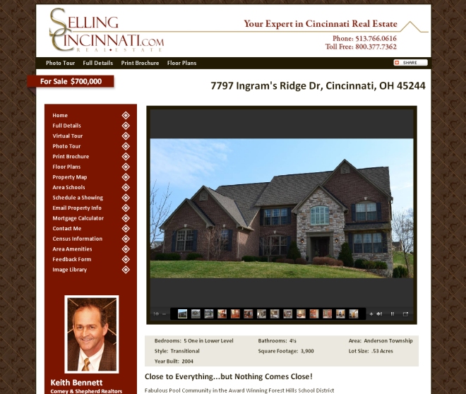Cincinnati Real Estate Single Property Website