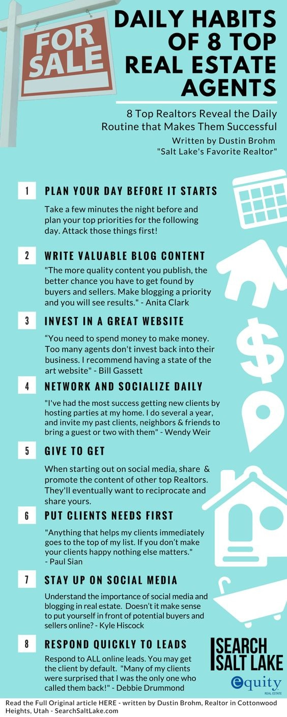 Real Estate Agent Daily Habits Infographic
