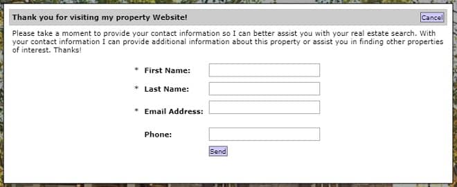 Single Property Website Lead Capture Message
